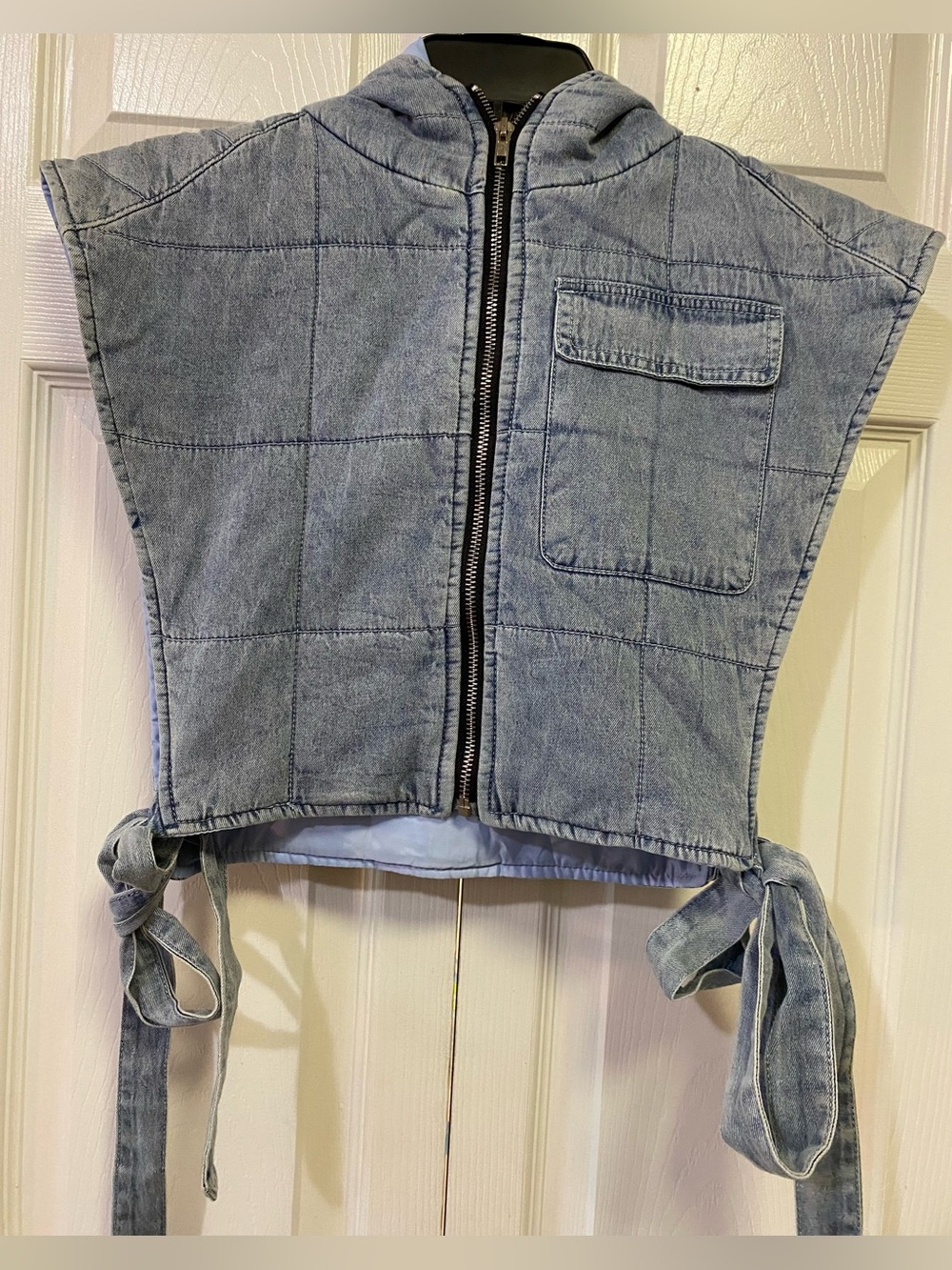 Quilted Denim Cropped Vest (Sz S)